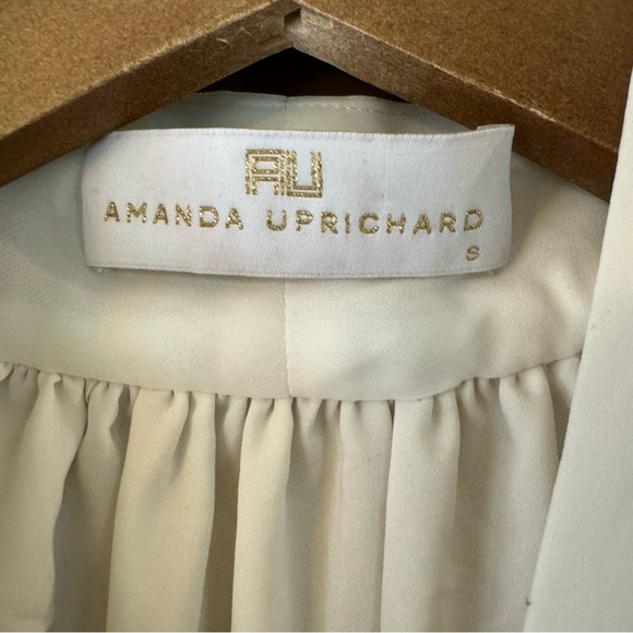Amanda Uprichard Sleeveless Blouse Tie Neck Smocked Hem Small Off White - Picture 5 of 7